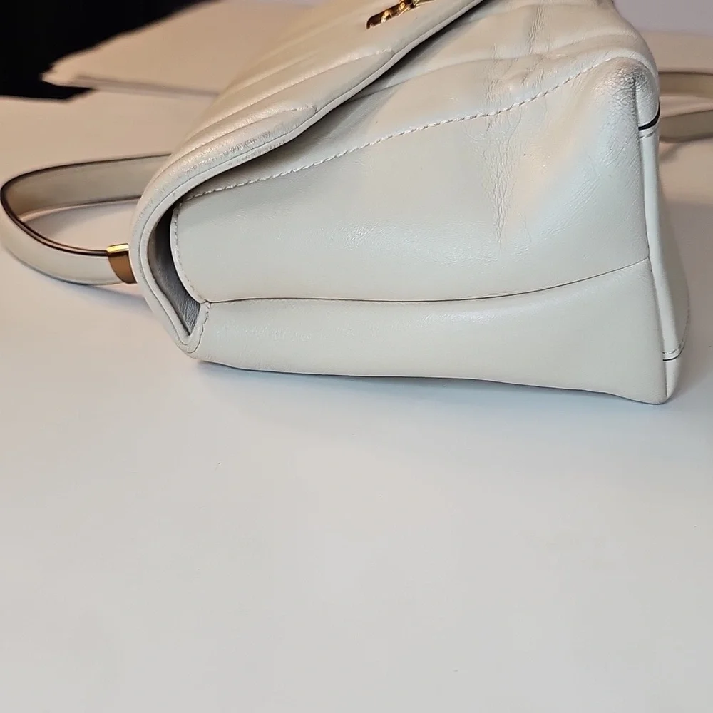 Tory Burch Kira Quilted Satchel Wirh Crossbody Strap Cream